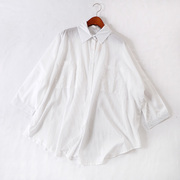 韩版白色薄款衬衫女夏季宽松大码百搭长袖，防晒外套披肩慵懒上衣潮