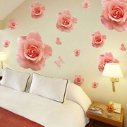 自粘可移除墙贴纸卧室温馨房间，墙面装饰客厅电视背景墙壁贴花玫瑰