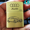 ZIPPO纯铜拉丝打火机订制雕刻一汽奥迪Audi A8L汽车标志