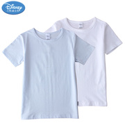 迪士尼男童短袖衫 水柔密棉杜邦莱卡 淡雅素白色 蓝 圆领短袖T恤