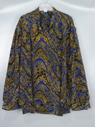 vintage古着中古90年代蓝黄色抽象图案，碎花薄款立领夹克外套