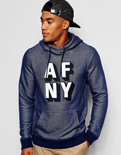 Abercrombie&Fitch/AF 男士修身抓绒连帽卫衣