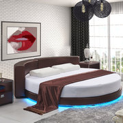 圆床双人床真皮床欧式床婚床2米2.2米大床榻榻米床公主床酒店软床
