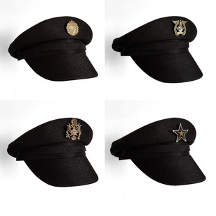 棉麻透气鸭舌帽男女遮阳帽复古海军风学生帽子女短檐平顶帽船长帽