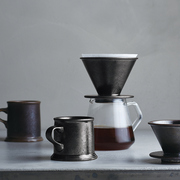 日本直发kinto陶瓷制，铁质滤杯水杯，v60手冲单品咖啡组合套装
