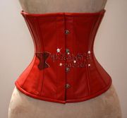 红色皮革束腰哥特式宫廷马甲corset复古钢骨束身衣塑身收腹塑腰衣
