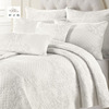 欧式全棉纯白色绣花绗缝被床盖三件套素色床罩外贸原单水洗被