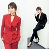 韩版时尚西装女外套纯红黑白色两件套修身气质名媛职业套装小香风