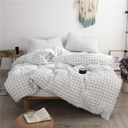 日式全棉四件套纯棉被套床单床笠式1.35m学生三件套0.9米床上用品