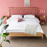 北欧原创设计 经典法式风情原木至简时尚1.5米1.8米双人白橡木床