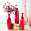 30cm红色花瓶中国红喜庆摆件现代简约陶瓷，工艺品客厅装饰小花插