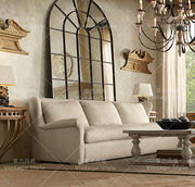 法式复古家具美式乡村纯亚麻经典高背软包沙发