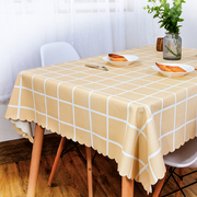 北欧格子pu桌布田园餐桌布，防水防油防烫免洗印花桌垫防滑茶几台布