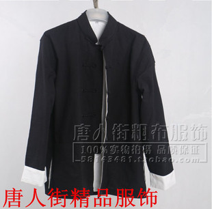 中国风纯棉老粗布唐装，男式长袖春秋，外套中式民族服装