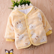 婴儿保暖上衣冬季加绒加厚女男宝宝，棉袄新生儿衣服棉服0-6-12个月