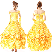 大码贝儿公主礼服裙黄色，欧美宫廷长裙，cos演出服童话公主角色扮演