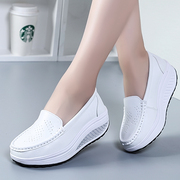 白色护士鞋女软底舒适不累脚，时尚小白鞋平跟厚底增高休闲妈妈鞋潮