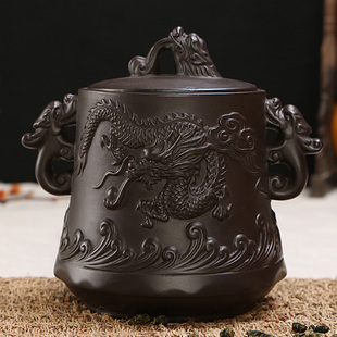 华荣龙凤紫砂茶叶罐陶瓷，密封罐防潮储存罐茶罐，普洱罐茶叶缸茶盒