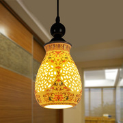 新中式单头陶瓷吊灯 LED过道玄关阳台吊灯古典五彩单头入户吸顶灯