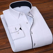 冬季大码保暖衬衫男长袖结婚加绒加厚纯色商务职业工装加棉白衬衣