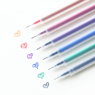 三年二班韩国文具用品 简约透明磨砂水彩笔彩色笔中性笔0.5mm水笔