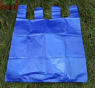 加厚装被子手提透明塑料袋子，蓝色一次性大背心带服装店打包搬家袋