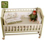 拉比婴儿防撞床围宝宝床上用品套件可拆洗七件套装床组