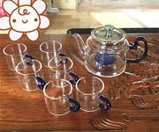 加厚耐热玻璃煮泡花草茶壶，茶具透明不锈钢，玻璃过滤内胆功夫整套装