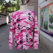 美潮军装巨头粉红数码迷彩长袖宽松圆领男士T恤大码美版 3XL J