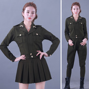 春款水兵舞服装军绿色，短款外套西服，上衣女复古军绿列宁服演出服