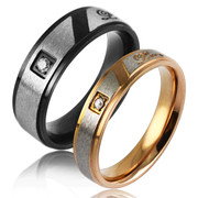 欧美情侣对戒时尚小码戒指钛钢镶钻指环情人节生日礼物饰品STR182