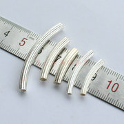 s925纯银3-4mm雕刻条纹空心圆弯管 diy饰品配饰 手串项链材料配件
