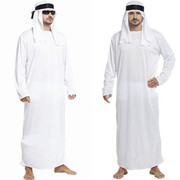 阿拉伯服装成人男款cos中东服东南亚演出服白色长袍 迪拜服装