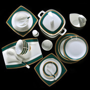 绿宝石散件diy组合欧式餐具碗碟，套装盘子菜盘家用景德镇陶瓷碗盘