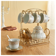博艺欧式陶瓷茶具套装送架子，办公室花茶杯高档骨瓷下午茶咖啡具