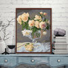 diy数字油画客厅卧室，简约花卉风景手绘数码，彩绘填色装饰画玫瑰花