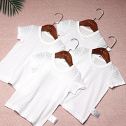2件装竹节棉白色儿童短袖t恤男女宝宝纯棉，半袖打底衫无荧光薄款