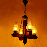 中式复古地中海仿古实木铁艺吊灯美式乡村酒吧灯茶楼灯餐厅灯具