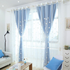现代韩式田园客厅卧室阳台飘窗纱帘，遮光窗帘布成品高档刺绣花纯色