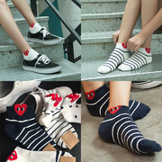 满五双韩国进口女袜经典，款眼睛桃心短袜潮品袜子，红心袜子