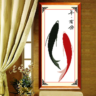 精准印花十字绣年年有余鱼福图珠子绣客厅小幅画卧室餐厅系列