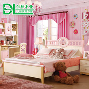 儿童床女孩公主床1.5美式乡村儿童房家具组合套装实木单人储物床