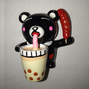台湾旅游纪念品小黑熊，珍珠奶茶大香肠美食，冰箱贴磁铁礼物