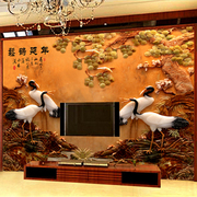 3d电视背景墙壁纸，立体浮雕壁画客厅现代简约无缝墙布新中式5d墙纸