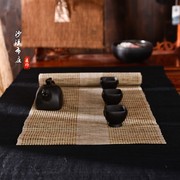 中式古风手工茶席布苎麻(布苎麻，)镂空浅棕色禅意茶席，布茶巾(布茶巾)麻类桌旗桌布