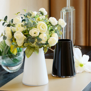创意欧式花瓶摆件 黑色玻璃小号客厅桌面简约家居样板间餐桌装饰