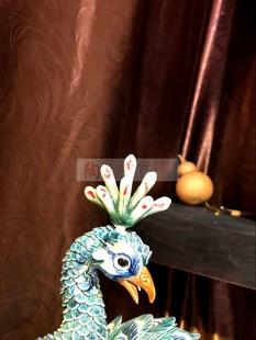 陶瓷工艺品石湾公仔家居装饰品，客厅小摆件配件孔雀头冠