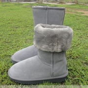 冬季牛皮加绒女高筒靴防滑牛筋，底雪地靴，加厚保暖学生棉靴5815