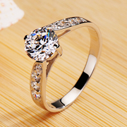 美国莫桑石钻首饰品女指环钻石戒指，女戒婚戒带证书1205