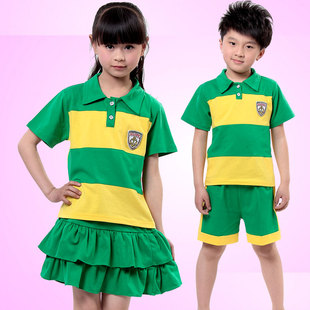 幼儿园园服2024夏装套装儿童班服男女童中小学生短袖绿色运动校服